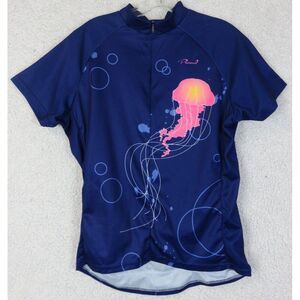 Womens Vintage Primal Wear Front Zip Cycling Jersey Size XL Jellyfish Ocean Blue